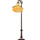 Meyda Lighting Victoria 59" Mahogany Bronze Bridge Arm Floor Lamp With Beige Art Shade Glass