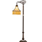 Meyda Lighting Victoria 59" Mahogany Bronze Bridge Arm Floor Lamp With Beige Art Shade Glass