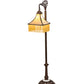 Meyda Lighting Victoria 59" Mahogany Bronze Bridge Arm Floor Lamp With Beige Art Shade Glass