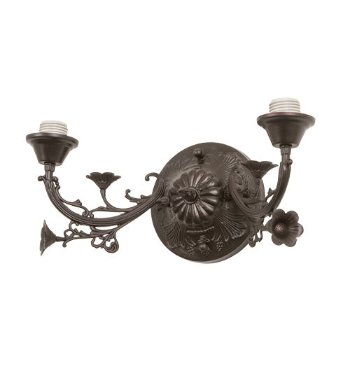 Meyda Lighting Victorian 14" 2-Light Mahogany Bronze Wall Sconce Hardware