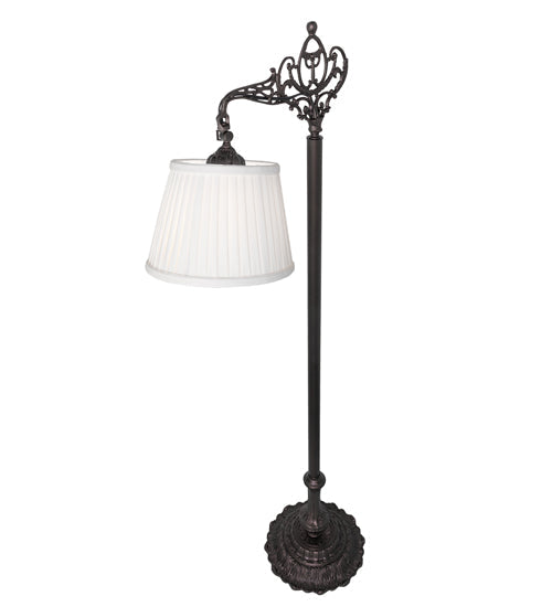 Meyda Lighting Victorian 60" Mahogany Bronze Bridge Arm Floor Lamp With Beige Pleated Textrene Shade