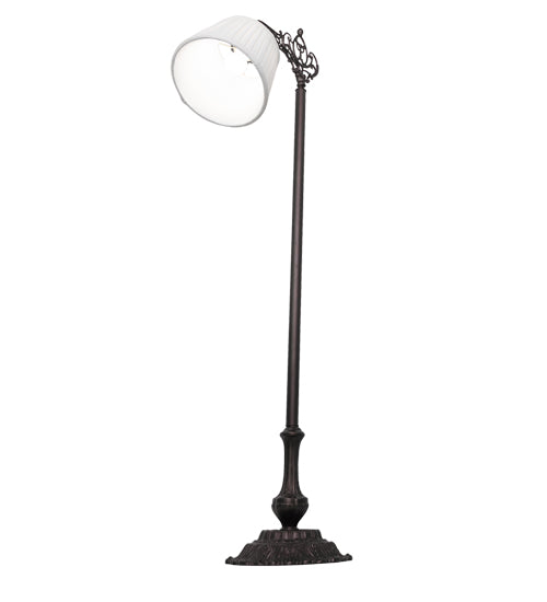 Meyda Lighting Victorian 60" Mahogany Bronze Bridge Arm Floor Lamp With Beige Pleated Textrene Shade