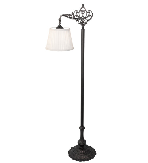 Meyda Lighting Victorian 60" Mahogany Bronze Bridge Arm Floor Lamp With Beige Pleated Textrene Shade