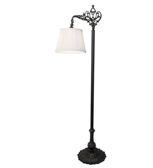 Meyda Lighting Victorian 60" Mahogany Bronze Bridge Arm Floor Lamp With Beige Pleated Textrene Shade