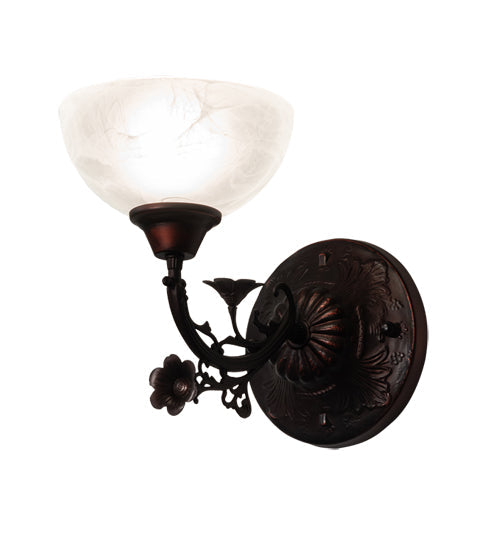 Meyda Lighting Victorian 7" Mahogany Bronze Wall Sconce With White Alabaster Acrylic Shade