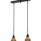 Meyda Lighting Victorian Flourish 27" 2-Light Craftsman Brown Island Pendant Light With Pink and Beige Shade Glass