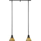 Meyda Lighting Victorian Flourish 27" 2-Light Craftsman Brown Island Pendant Light With Pink and Beige Shade Glass