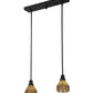 Meyda Lighting Victorian Flourish 27" 2-Light Craftsman Brown Island Pendant Light With Pink and Beige Shade Glass