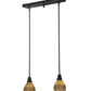 Meyda Lighting Victorian Flourish 27" 2-Light Craftsman Brown Island Pendant Light With Pink and Beige Shade Glass