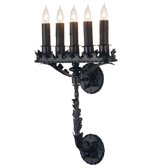 Meyda Lighting Victorian Theatre 16" 5-Light Black Wall Sconce