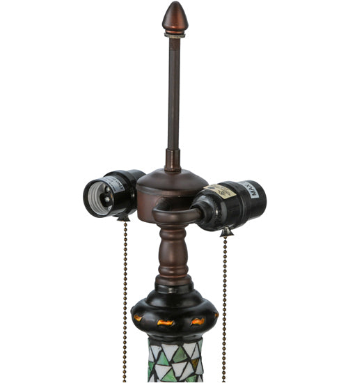 Meyda Lighting Videira Florale 23" 2-Light Mahogany Bronze Table Lamp With Multi-Colored Shade Glass