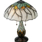 Meyda Lighting Videira Florale 23" 2-Light Mahogany Bronze Table Lamp With Multi-Colored Shade Glass
