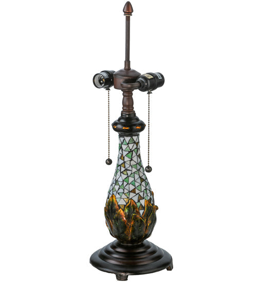 Meyda Lighting Videira Florale 23" 2-Light Mahogany Bronze Table Lamp With Multi-Colored Shade Glass