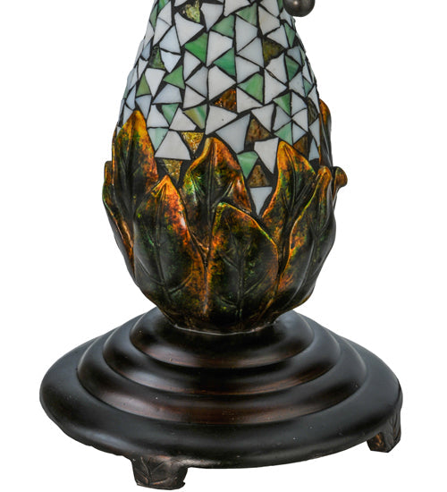Meyda Lighting Videira Florale 23" 2-Light Mahogany Bronze Table Lamp With Multi-Colored Shade Glass