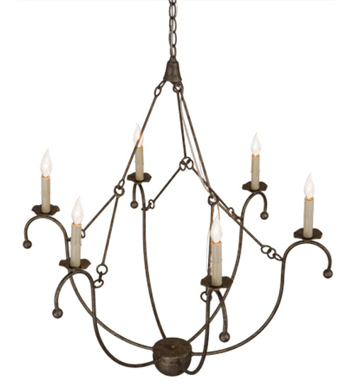 Meyda Lighting Vienna 32" 6-Light Corinth Chandelier With White Faux Candlelight