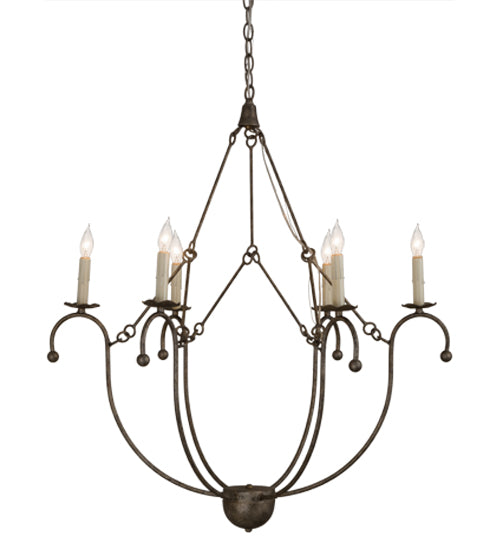 Meyda Lighting Vienna 32" 6-Light Corinth Chandelier With White Faux Candlelight