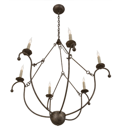 Meyda Lighting Vienna 32" 6-Light Corinth Chandelier With White Faux Candlelight