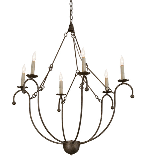 Meyda Lighting Vienna 32" 6-Light Corinth Chandelier With White Faux Candlelight