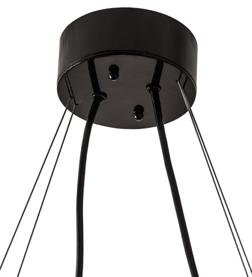 Meyda Lighting Vierzehn 40" 9-Light Black Island Pendant Light With Gold & Black Shade Glass