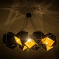 Meyda Lighting Vierzehn 40" 9-Light Black Island Pendant Light With Gold & Black Shade Glass
