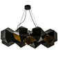 Meyda Lighting Vierzehn 40" 9-Light Black Island Pendant Light With Gold & Black Shade Glass