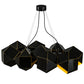 Meyda Lighting Vierzehn 40" 9-Light Black Island Pendant Light With Gold & Black Shade Glass