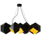 Meyda Lighting Vierzehn 40" 9-Light Black Island Pendant Light With Gold & Black Shade Glass