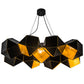 Meyda Lighting Vierzehn 40" 9-Light Black Island Pendant Light With Gold & Black Shade Glass