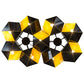 Meyda Lighting Vierzehn 40" 9-Light Black Island Pendant Light With Gold & Black Shade Glass