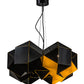 Meyda Lighting Vierzehn 40" 9-Light Black Island Pendant Light With Gold & Black Shade Glass