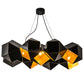 Meyda Lighting Vierzehn 40" 9-Light Black Island Pendant Light With Gold & Black Shade Glass