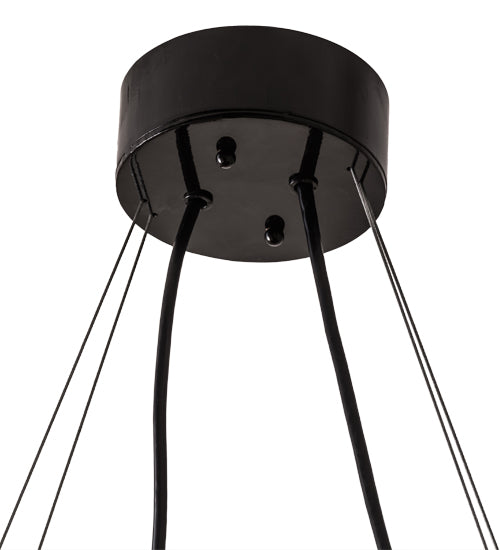 Meyda Lighting Vierzehn 40" 9-Light Black Island Pendant Light With Violet & Black Shade Glass
