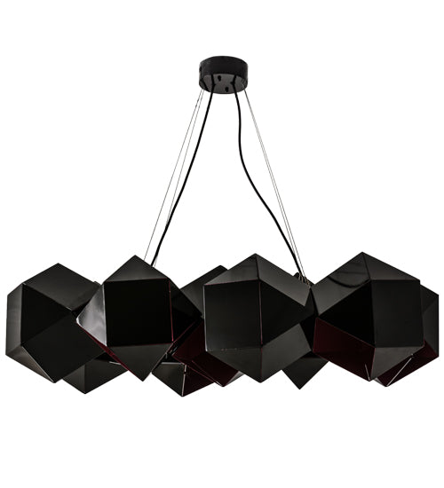 Meyda Lighting Vierzehn 40" 9-Light Black Island Pendant Light With Violet & Black Shade Glass