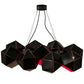 Meyda Lighting Vierzehn 40" 9-Light Black Island Pendant Light With Violet & Black Shade Glass