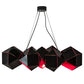 Meyda Lighting Vierzehn 40" 9-Light Black Island Pendant Light With Violet & Black Shade Glass