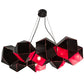 Meyda Lighting Vierzehn 40" 9-Light Black Island Pendant Light With Violet & Black Shade Glass