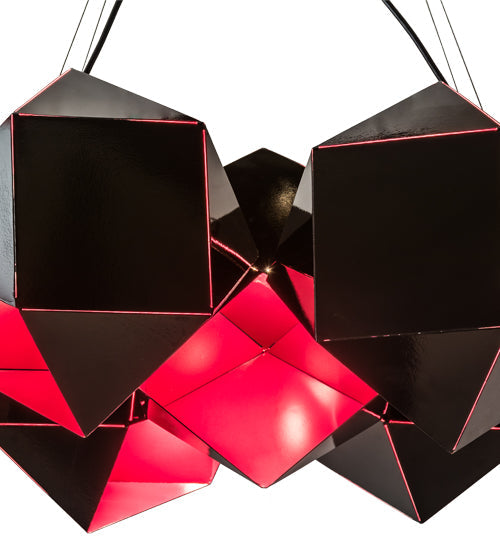 Meyda Lighting Vierzehn 40" 9-Light Black Island Pendant Light With Violet & Black Shade Glass