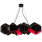 Meyda Lighting Vierzehn 40" 9-Light Black Island Pendant Light With Violet & Black Shade Glass