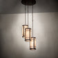 Meyda Lighting Villa 18" 3-Light Mahogany Bronze Cascading Pendant Light With Silver Mica Shade Glass