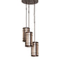 Meyda Lighting Villa 18" 3-Light Mahogany Bronze Cascading Pendant Light With Silver Mica Shade Glass