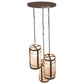 Meyda Lighting Villa 18" 3-Light Mahogany Bronze Cascading Pendant Light With Silver Mica Shade Glass