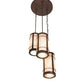 Meyda Lighting Villa 18" 3-Light Mahogany Bronze Cascading Pendant Light With Silver Mica Shade Glass