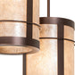 Meyda Lighting Villa 18" 3-Light Mahogany Bronze Cascading Pendant Light With Silver Mica Shade Glass
