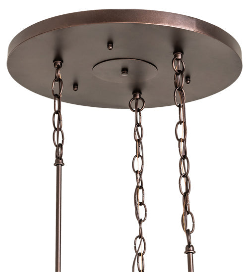 Meyda Lighting Villa 18" 3-Light Mahogany Bronze Cascading Pendant Light With Silver Mica Shade Glass