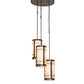 Meyda Lighting Villa 18" 3-Light Mahogany Bronze Cascading Pendant Light With Silver Mica Shade Glass