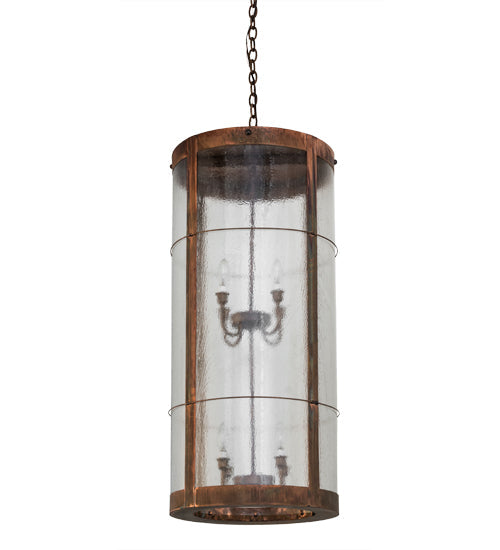 Meyda Lighting Villa 18" 8-Light Vintage Copper Pendant Light With Clear Seeded Shade Glass