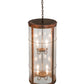 Meyda Lighting Villa 18" 8-Light Vintage Copper Pendant Light With Clear Seeded Shade Glass