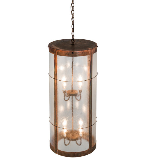 Meyda Lighting Villa 18" 8-Light Vintage Copper Pendant Light With Clear Seeded Shade Glass