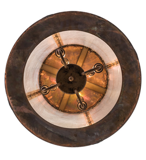 Meyda Lighting Villa 18" 8-Light Vintage Copper Pendant Light With Clear Seeded Shade Glass