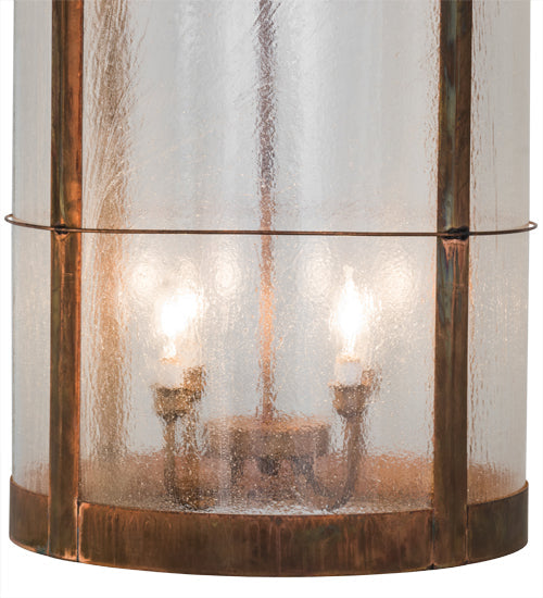 Meyda Lighting Villa 18" 8-Light Vintage Copper Pendant Light With Clear Seeded Shade Glass